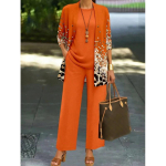 Vienos dalies moteri&scaron;kas komplektas, dėmė 1D skaitmeniniu būdu margintas kardiganas-striukė su maikute ir eleganti&scaron;kais laisvalaikio kelnėmis XL orange