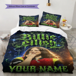 Billie Eilish Individualaus Vardo Ra&scaron;to Patalynė, Antklodės Komplektas Antklodės Užvalkalas Pagalvės Užvalkalas Namų Gimtadienio Dovana(1 * antklodės užvalkalas + 2 * pagalvės užvalkalai, be &scaron;erdies) 135x200cm