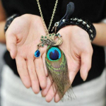 Boho Fashion Crystal Necklaces Long Chain Peacock 2018 Statement pakabukas megztinis karoliai moterims