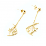 Les Tr&eacute;sors De Lily [I9845] - Boucles Plaqu&eacute; Or 'Poissons' dor&eacute; - 40x15 mm
