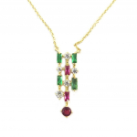 Les Tr&eacute;sors De Lily [P5996] - Collier Plaqu&eacute;-Or 'Sissi' vert rose dor&eacute;