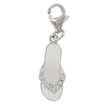 Les Tr&eacute;sors De Lily [Q4897] - Pendentif charm argent 'Tong' blanc argent&eacute; (rhodi&eacute;) - 16x6 mm