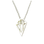 7bis [Q6154] - Collier artisanal 'Origami' (diamant) argent&eacute; - 14x8 mm sidabras