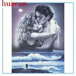 &bdquo;Huacan&ldquo; &bdquo;pasidaryk pats&ldquo; 5D visi&scaron;kai apvalus deimantinis dažymas, siuvinėjimas deimantine mozaika, poros kryžminio dygsnio namų dekoras Full round 25*30 cm