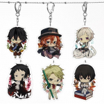 6 vnt./rinkinys Anime benamių &scaron;unų raktų pakabukas Dazai Osamu Nakahara Chuya animacinių filmų akrilinis raktų pakabukas