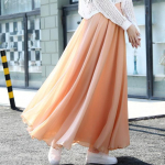 Pavasario sijono sluoksnio &scaron;ifoniniai ilgi sijonai moterims Eleganti&scaron;ki laisvalaikio auk&scaron;to juosmens Boho Beach Maxi sijonai Saias Femme XS chaki