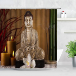 Zen Green bambuko Budos du&scaron;o užuolaidos peizažas vandens žvakių akmuo Lotu augalų sodas peizažas vandeniui atsparus vonios užuolaidos ekranas 180*200CM
