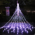 317LEDs krioklio lemputės 8 režimų medžio lemputės pentagramos Kalėdų eglutės dekoratyvinės krioklio lemputės EU Plug balta