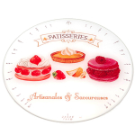 Les Tr&eacute;sors De Lily [A1838] - Planche &agrave; d&eacute;coupe verre 'P&acirc;tisseries' rouge blanc - 30 cm