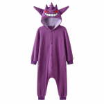 Fleece Onesie vaikams vaikams Kigurumi Halloween Cosplay kostiumo vakarėlio dovana 130 violetinė