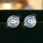 Pra&scaron;matnus la&scaron;inamas aliejus Bule Eye Stud Auskarai Prabangūs Aukso Spalvos Apvalūs Emalio Ausų Smeigtukai Moterims Mergaičių vakarėlių papuo&scaron;alai Dovanos auksas