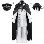 Anime Danganronpa V3 Kokichi Oma Cosplay Kostiumas Prezidentas Oma Perukas &Scaron;alikas Apsiaustas Helovino Vakarėlio Karnavalo Kostiumas Uniformos Rinkinys L-(Costume+Wig)
