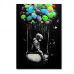 Banksy Art Vaikų balionas Drobė Tapyba Skraidantis balionas Plakatai ir spaudiniai Namų kambario dekoravimas Sienų menas Hanigng 21cm&times;30cm NoFrame