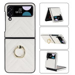 Madingas odinis telefono dėklas su žiediniu laikikliu, skirtas Samsung Galaxy Z Flip 5 Case Z Flip 4 Case Z Flip 3 sulankstomas ekrano apsauginis dangtelis nuo kritimo Samsung Z Flip 3 balta