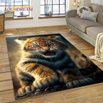 3D Beast Tiger Lion Animal Wildlife Animacinių filmų kiliminis kilimėlis namams Svetainės miegamojo sofos durų kilimėlio dekoravimui, vaikų zonos kilimėlis, neslystantis kilimėlis 40x60cm