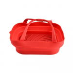 1 vnt. oro gruzdintuvės orkaitės silikoninis kepimo padėklas daugkartinio naudojimo picos keptos vi&scaron;tienos krep&scaron;elio silikoninės formos, skirtos oro gruzdintuvės griliui raudona