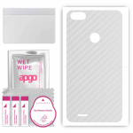 apgo Protective Skin Sticker for the back compatible with Tecno F2, Wrap Film, Foil, Vinyl - Pattern Transparent Carbon