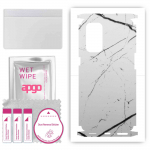apgo Protective Skin Sticker for the back+sides compatible with Oppo Reno5 Pro 5G, Full Wrap Film, Foil, Vinyl - Pattern White Marble