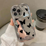 Blizgus dengimas Drugelio Meilės &Scaron;irdies Ra&scaron;to Dėklas iPhone 15 14 Pro 13 Pro Max 12 11 Bangų Rėmas Mink&scaron;tas Smūgiams Atsparus Objektyvo Apsauga Veidrodinis Telefono Dėklas iPhone 15