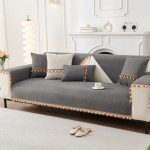Nauja vandeniui atspari sofos užvalkalas Chenille kutas pakabukas Sofos pagalvėlė Vienspalvė svetainės sofos pagalvė Neslystanti sofos pagalvėlė namams 30x50cm pillowcase tamsiai pilka spalva