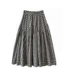 Dizaino pojūtis Menas Retro languotas Auk&scaron;tu liemeniu Liekninantis A silueto sijonas Naujas Patchwork Didelis kra&scaron;tas Skėčio sijonas Ilgas sijonas One size juoda