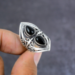 Natural Black Spinel Gemstone Handmade 925 Sterling Silver Ring Size 7 r4w28