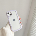 Madingas mielas skaidrus Curly Wave dėklas, skirtas iPhone 16 15 14 13 12 11 Pro Max X XR XS Hybrid smūgiams atsparus buferio dangtelis Capa Aesthetic iPhone 16 Pro Max violetinė
