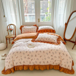 Mažas &scaron;viežių dviejų sluoksnių verpalai prancūzi&scaron;ki nėriniai Keturių dalių rinkinys, paprastas ir &scaron;iltas 1.5m bed