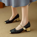 madingi Mary Jane batai moterims retro vidutinio auk&scaron;čio kulnu moteri&scaron;ki vakarėlių bateliai mink&scaron;ti patogūs balerinos bateliai Zapatos De Mujer 39 juoda