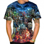 Gyvi Mirusieji 3D Spausdintas Mar&scaron;kinėlis Rokas Apvali Kaklo I&scaron;kirptė Trumpomis Rankovėmis Heavy Metal Mada Kasdienis Vyri&scaron;kas Unisex Vir&scaron;us L