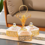 Apvalus metalinis vaisių dubuo, ne&scaron;iojama geležinė lėk&scaron;tė užkandžiams ir džiovintiems vaisiams, 3 viename saldainių dėžutė, stilinga svetainės dekoracija