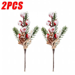 Dirbtiniai pu&scaron;ų kankorėžiai su koteliu Kalėdinės netikros uogos, bugienio &scaron;akos, imituojantys gėlės augalą, Kalėdų, Naujųjų metų, Navidad dekoravimo reikmenys