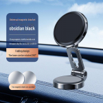 Universalus sulankstomas magnetinis automobilio telefono laikiklis su apsauga nuo vibracijos navigacijos palaikymu H72 upgraded with 2 magnetic sheets juoda