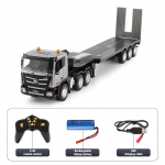 Nauja 1:24 RC platforminio sunkvežimio modelis 9 kanalų lydinio inžinerinė transporto priemonė 2.4G nuotolinio valdymo automobilis radijo bangomis valdoma priekaba Kalėdinė dovana berniuko žaislas pilka