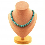 Pierres et Min&eacute;raux. Collier perles Turquoise d'Afrique du Sud 8 mm Chaine en acier Collier femmes, hommes. Taille personnalisable.