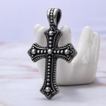 Titano plieno kryžiaus formos pakabukas Punkinė grandinėlė Retro madingas vyri&scaron;kas titano plieno kryžiaus formos sferinis pakabukas 50CM(Necklace Size) sidabras