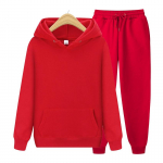 Unisex flisinis sportinis kostiumas su gobtuvu ir sportinėmis kelnėmis rudeniui/žiemai 3XL raudona