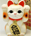 Laimės katė Tokoname keramika Goukaku Maneki Neko 16 cm auk&scaron;čio Pagaminta Japonijoje M balta