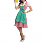 Moteri&scaron;kas languotas Oktoberfest kostiumas Voki&scaron;ka dirndl suknelė Tradiciniai Bavarijos apdarai Helovino festivaliui Karnavalui Cosplay XXL &scaron;viesiai žalios spalvos