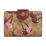 Coach 13 kampinis užtraukiamas piniginė su ikoni&scaron;ku vy&scaron;nių ra&scaron;tu odinė piniginė Moteri&scaron;ka piniginė &Scaron;viesiai ruda Daugiaspalvė CZ342-IMTAM Basic Set (Bag+Dust Bag)