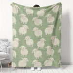 Žalia balta mielų avių ra&scaron;to pledas - Žavingas gyvūno motyvas, mink&scaron;tas, lengvas akcentas sofai, lovai, biurui, kelionėms Size: 130*170cm, Weight: 320 GSM beige