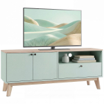 Televizoriaus spintelė televizoriams iki 36 colių, Modernus TV stovas su 2 durelėmis, Pramogų centras su reguliuojama lentyna 120 x 35 x 50 cm