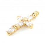 Les Tr&eacute;sors De Lily [F6810] - Pendentif Plaqu&eacute; Or 'Croix Puret&eacute;' Blanc dor&eacute; - 15x25 mm