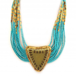 Les Tr&eacute;sors De Lily [L5253] - Collier Cr&eacute;ateur 'Kilimanjaro' turquoise dor&eacute;