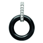 Les Tr&eacute;sors De Lily [L6700] - Pendentif Argent 'Sissi' noir (c&eacute;ramique) rhodi&eacute; - 18 mm juoda