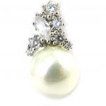 Les Tr&eacute;sors De Lily [M5580] - Pendentif Argent 'Sissi' blanc argent&eacute; (rhodi&eacute;) - 27x9 mm balta