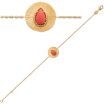 Les Tr&eacute;sors De Lily [Q8945] - Bracelet Plaqu&eacute; Or 'Cl&eacute;opatra' corail dor&eacute; - 18 cm 15 mm