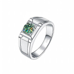 BagueRingen vyri&scaron;ki 925 sterlingų sidabro žiedo imitacijos 1 karato D COLOR Moissanite deimantų papuo&scaron;alų prabangūs žiedai, 7&ndash;12 dydžio 9 žalia/mėlyna