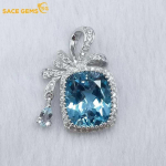 SACE GEMS 925 Sterling Silver 10*12MM Topaz Pakabukas Kaklo papuo&scaron;alas moterims Karoliai