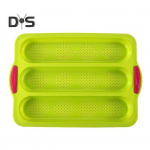 Apsaugos nuo nuplikimo bageto keptuvė 3 lizdai Naudinga mink&scaron;ta silikoninė bageto keptuvė tamsiai pilka spalva